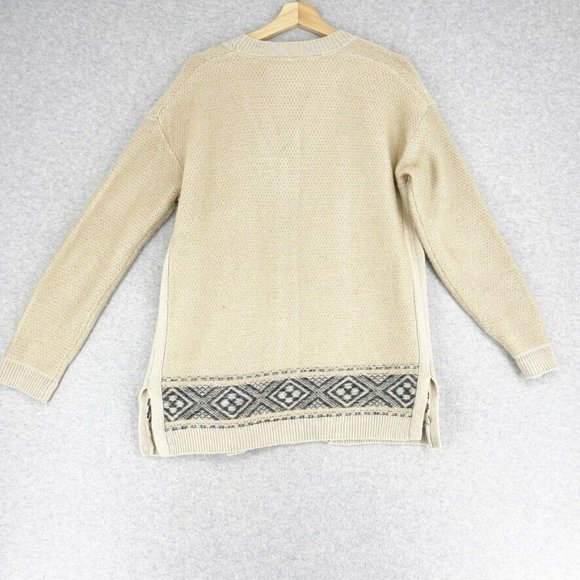 GAP Womens Cardigan Sweater Aztec Size Medium Tan Knit Casual Wool Blend Top - Picture 6 of 6